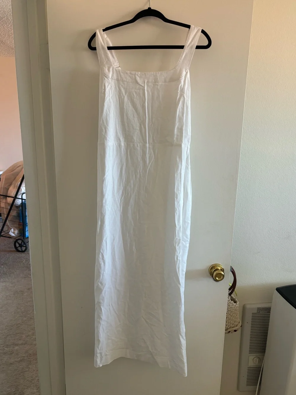 NWT Abercrombie and Fitch White Linen blend Square-Neck Midi Dress